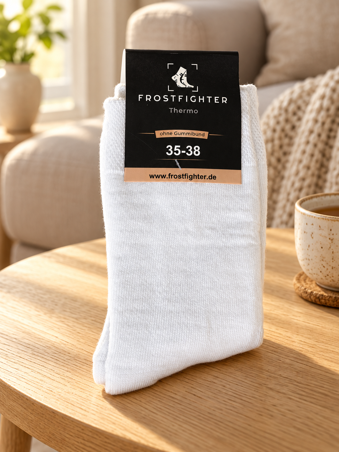 Frostfighter Thermosocken ohne Gummi Weiß – 6 Paar