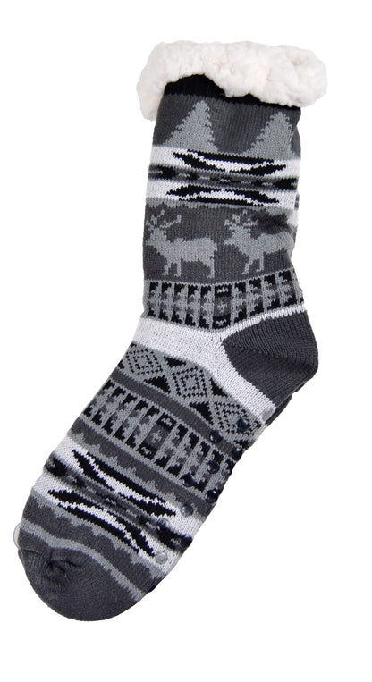 Frostfighter Herren Kuschelsocken mit ABS Sohle (1x Paar) Hüttensocken Wintersocken mit Anti Rutsch Noppen