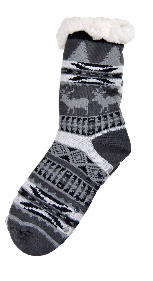 Frostfighter Herren Kuschelsocken mit ABS Sohle (1x Paar) Hüttensocken Wintersocken mit Anti Rutsch Noppen