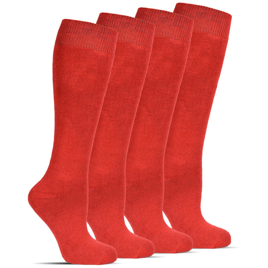 Frostfighter Damen rote Thermo Kniestrümpfe (4x Paar) Winter Ski Vollfrottee Innenfutter