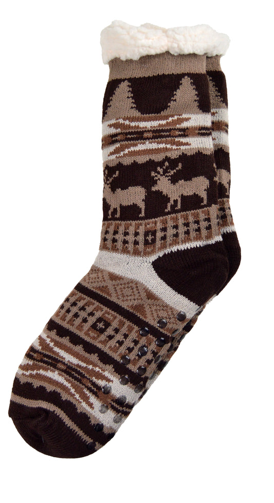 Frostfighter Herren Kuschelsocken mit ABS Sohle (1x Paar) Hüttensocken Wintersocken mit Anti Rutsch Noppen