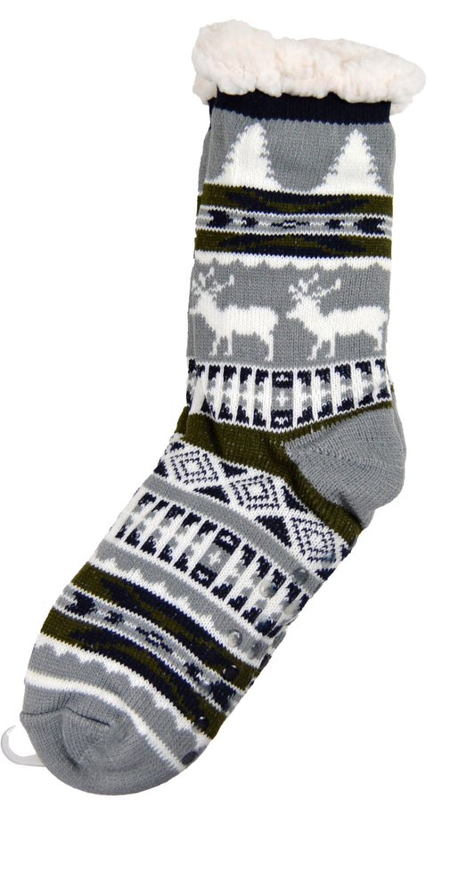 Frostfighter Herren Kuschelsocken mit ABS Sohle (1x Paar) Hüttensocken Wintersocken mit Anti Rutsch Noppen