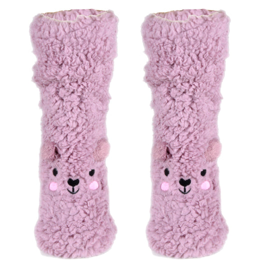 Frostfighter Damen Kuschelsocken mit ABS Sohle (1x Paar) Hüttensocken Wintersocken mit Anti Rutsch Noppen