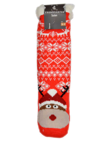 Frostfighter Damen Kuschelsocken mit ABS Sohle (1x Paar) Hüttensocken Wintersocken mit Anti Rutsch Noppen