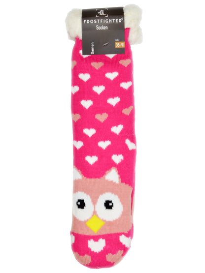 Frostfighter Damen Kuschelsocken mit ABS Sohle (1x Paar) Hüttensocken Wintersocken mit Anti Rutsch Noppen